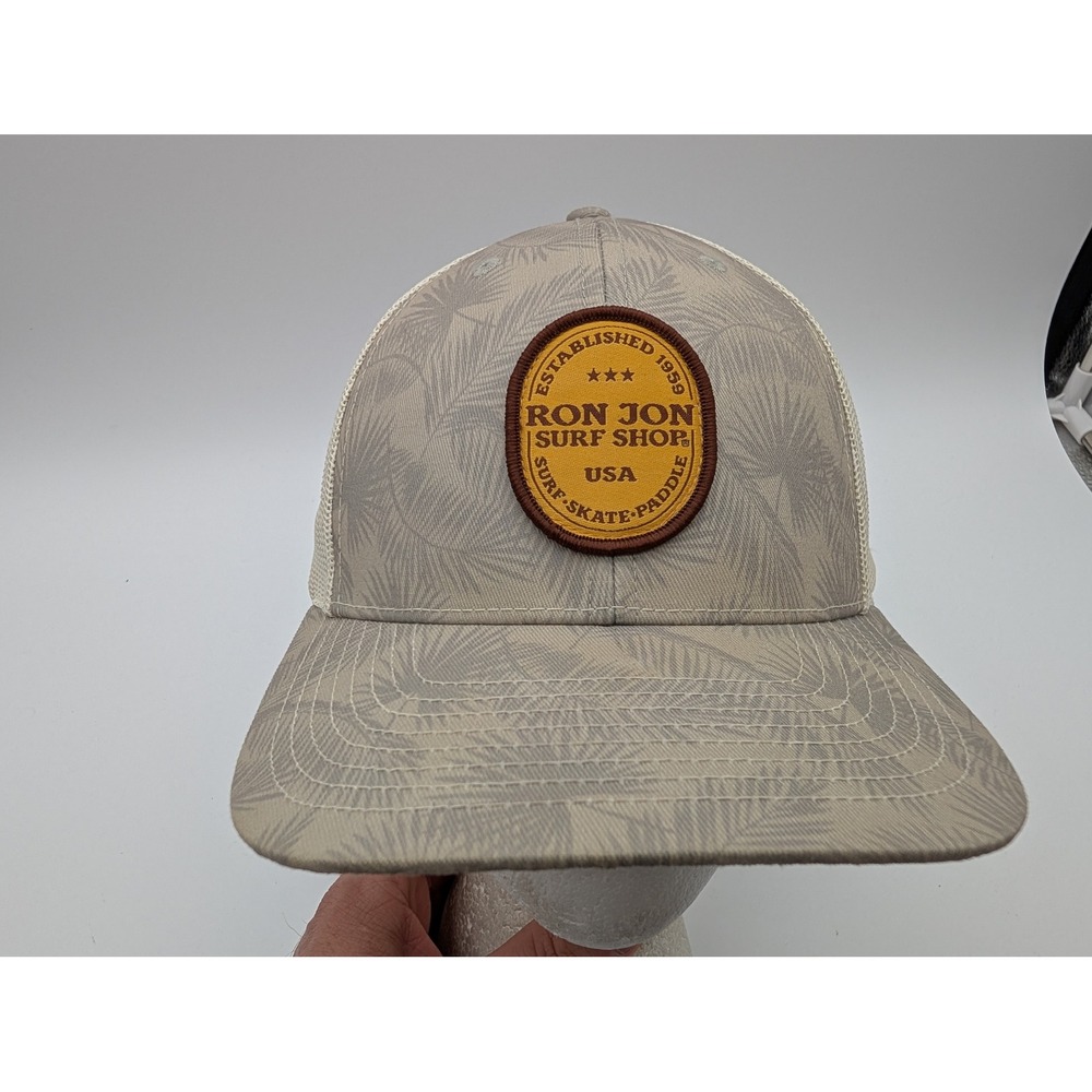 Ron Jon Surf Shop Richardson Trucker Hat Tan Palm Leaf Snapback Mesh Cap